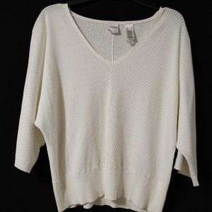 Emma James Womens V-Neck Sweater Size XL White